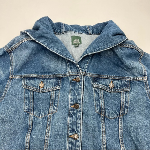 Wild Fable Womens Oversized Hooded Denim Jacket Medium Wash Blue Cotton M New - Picture 2 of 9